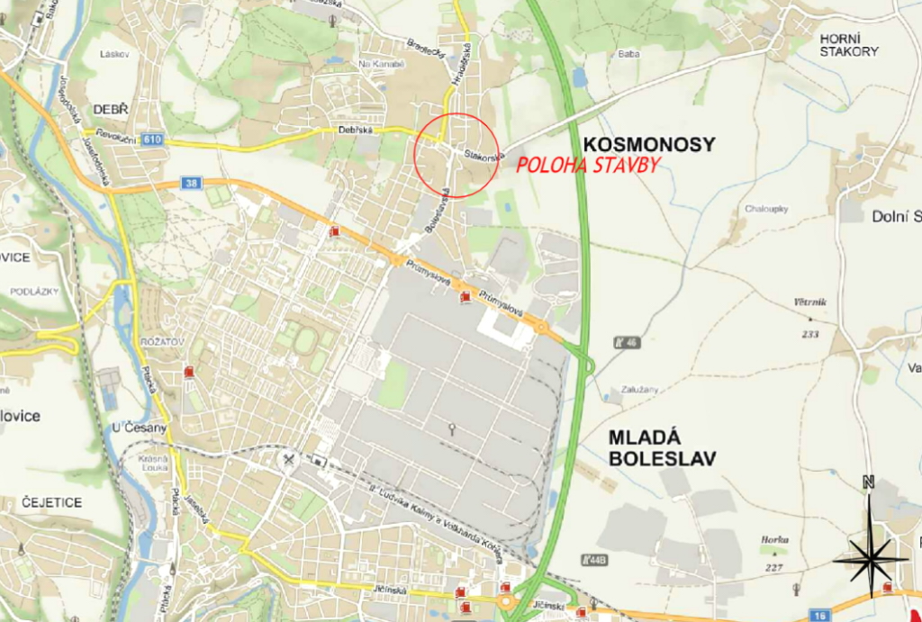 V Kosmonosech bude od března do října uzavřena křižovatka Debřské, Boleslavské a Stakorské ulice. Zdroj: CR PROJECT
