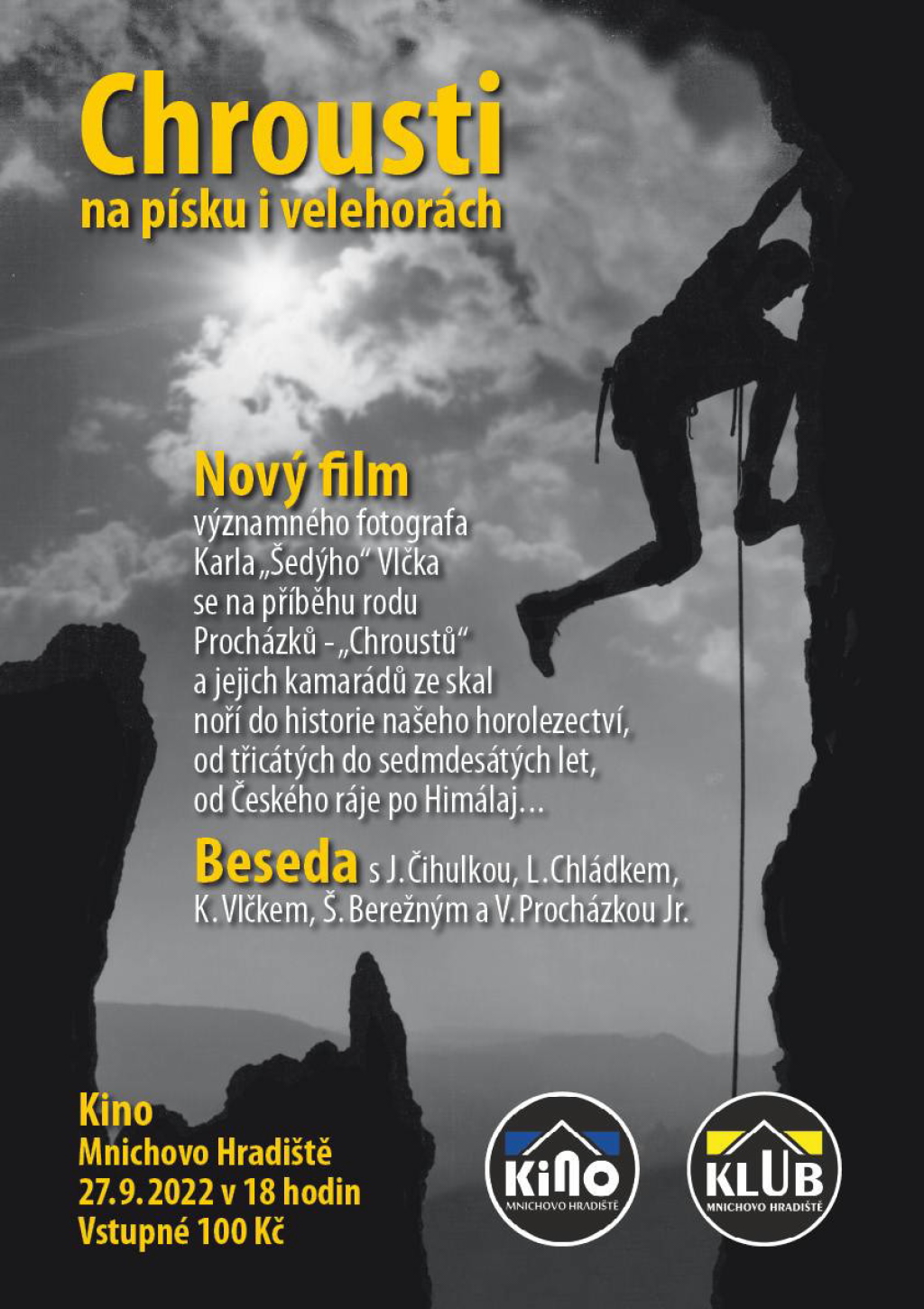 Zajímá vás historie českého horolezectví? Přijďte 27. září do hradišťského kina