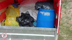 V Rokyté dobrovolníci sebrali 150 kg odpadků, nárazník od osobního auta, 40 kg železa a dvě pneumatiky. Foto: obec