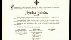 Obrázek 10: Parte Hynka (něm. Ignaze) Jakše, otce Antonie provdané Klementové (Muzeum města Mnichovo Hradiště)