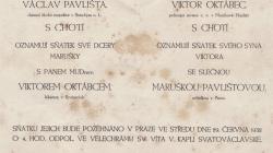 Svatební oznámení Viktora Oktábce a Marie Pavlištové