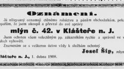 Mlynář Josef Šíp, Klášter Hradiště nad Jizerou čp. 42