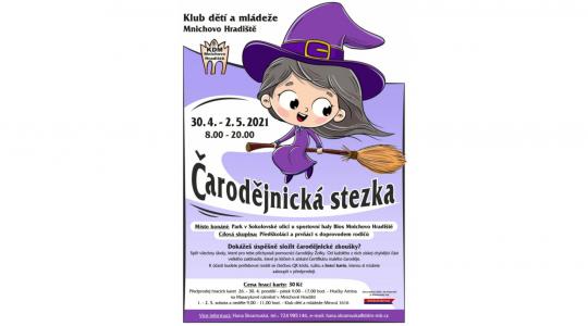 Pozvánka na čarodějnickou stezku v Mnichově Hradišti. Zdroj: Klub dětí a mládeže