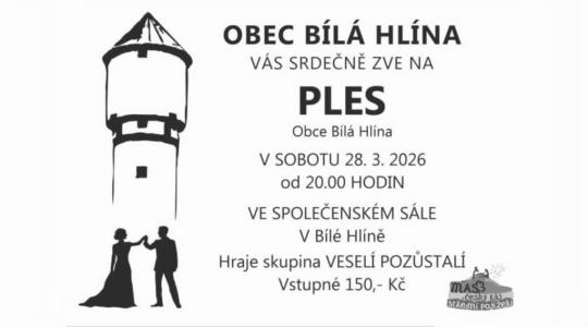 Obec Bílá Hlína zve na březnový ples ve společenském sále