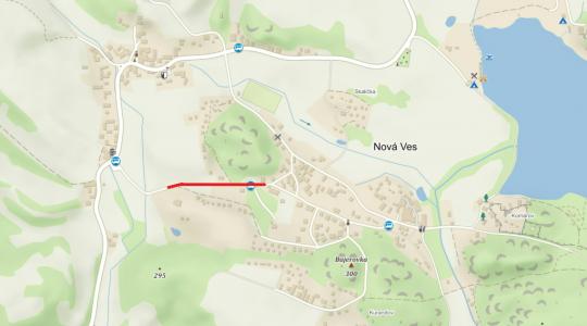 Od 20. do 24. června pozor na uzavírku silnice z Branžeže na Novou Ves. Foto: mapy.cz